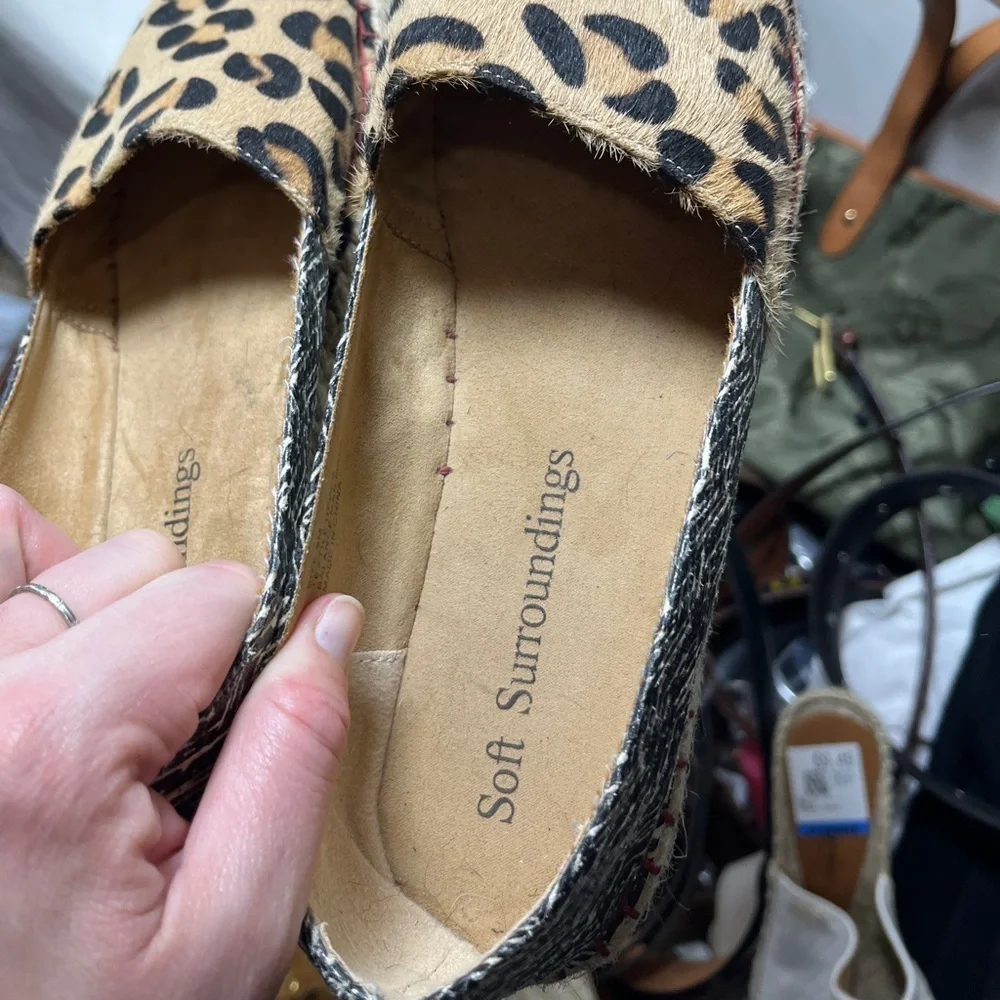 Soft Surroundings Leopard Calf Hair Espadrille Shoes 9